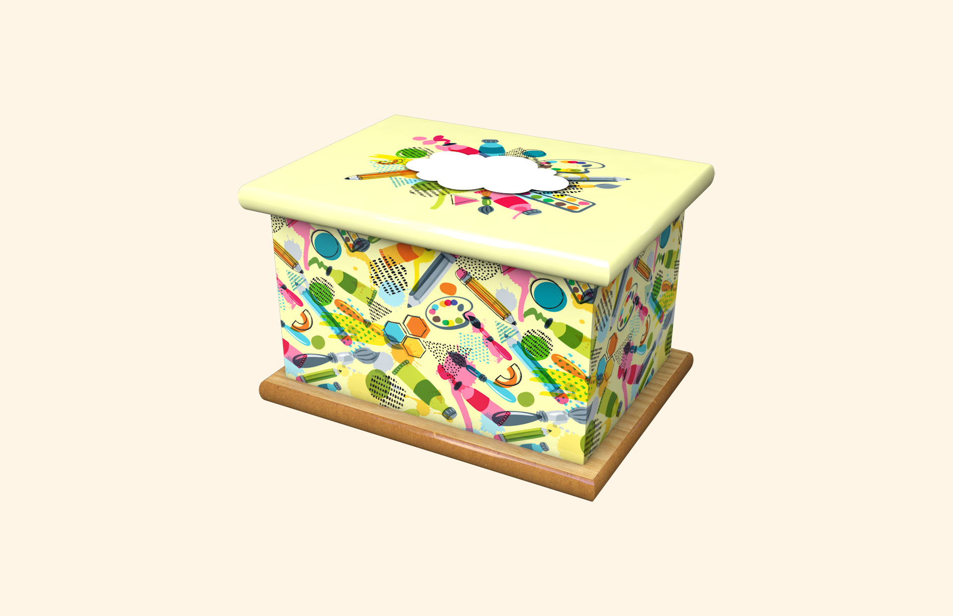 Painting child ashes casket